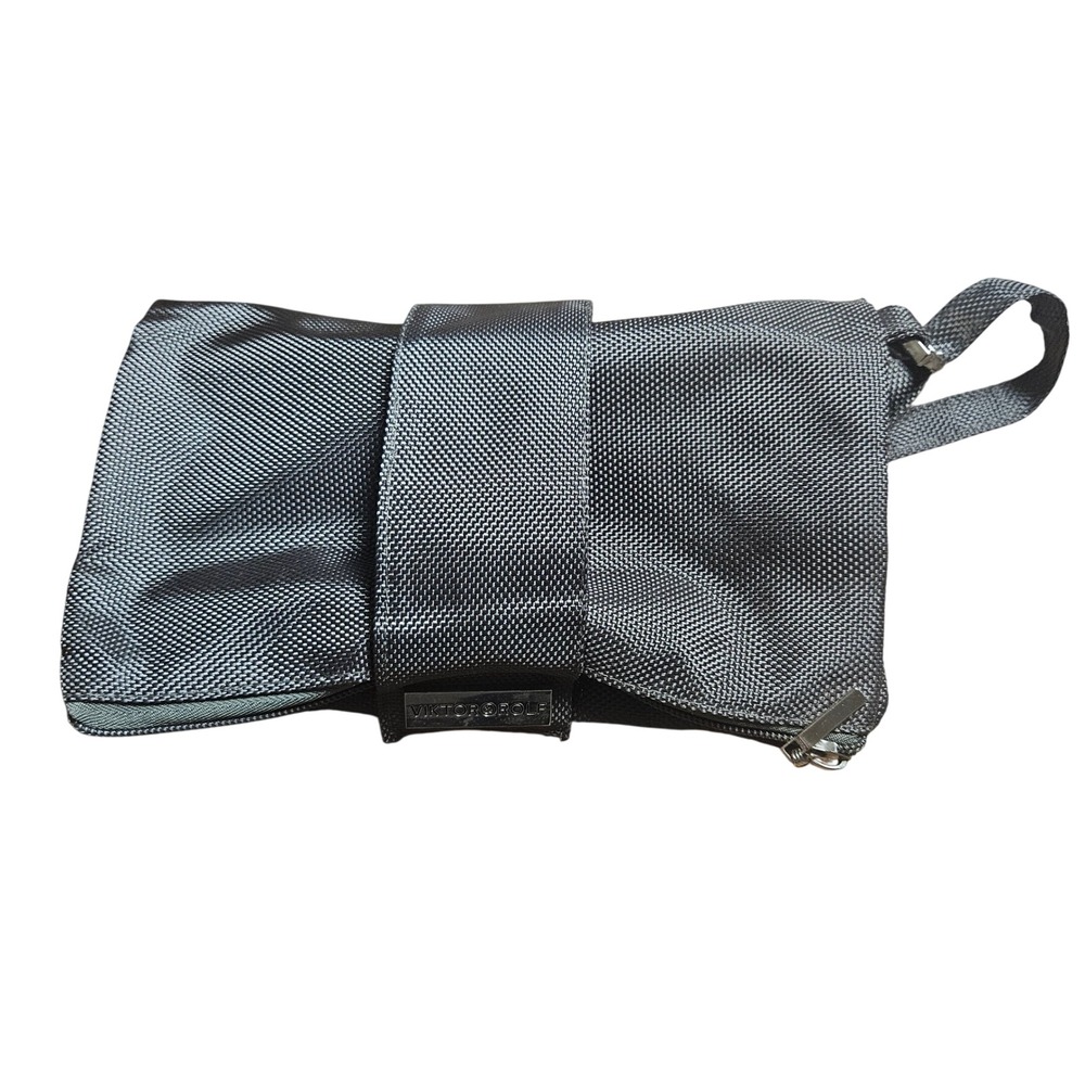 Viktor & Rolf KLM Fold Over Travel Clutch Wristlet Cosmetic Bag Textured Nylon